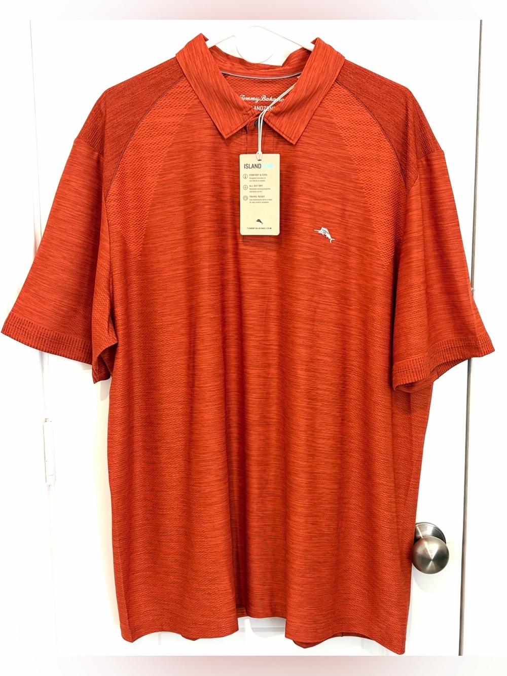 Tommy Bahama Palm Coast Pro Islandzone Polo Shirt XXL Dark Terra Cotta Wicking